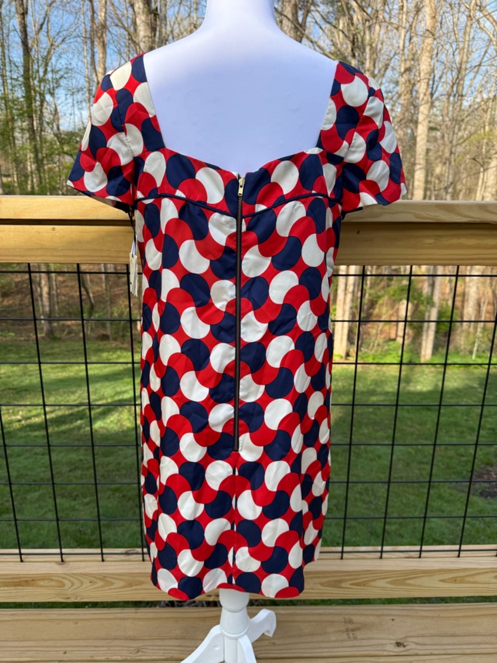 Milly Red, Navy & White Geometric Mini Dress NWT - Picture 3 of 6